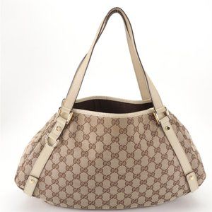 Gucci Abbey Shoulder Bag in GG Canvas and Cream Cinghiale Leather Trim